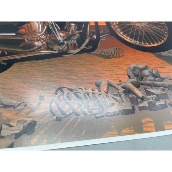 LE GM Harley Davidson motorcycle print artwork signed 22/50 skull 16x12" READ - Picture 8 of 9